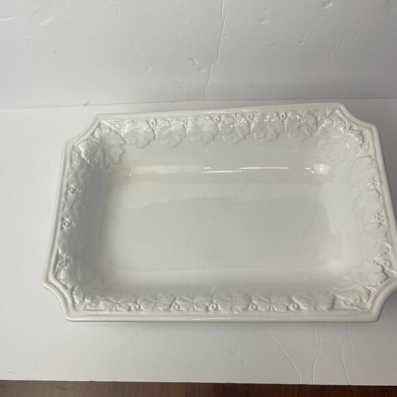 CWC Italian Made Rectangular Embossed Serving Platter Leaf Pattern Dish 14” - Picture 2 of 5